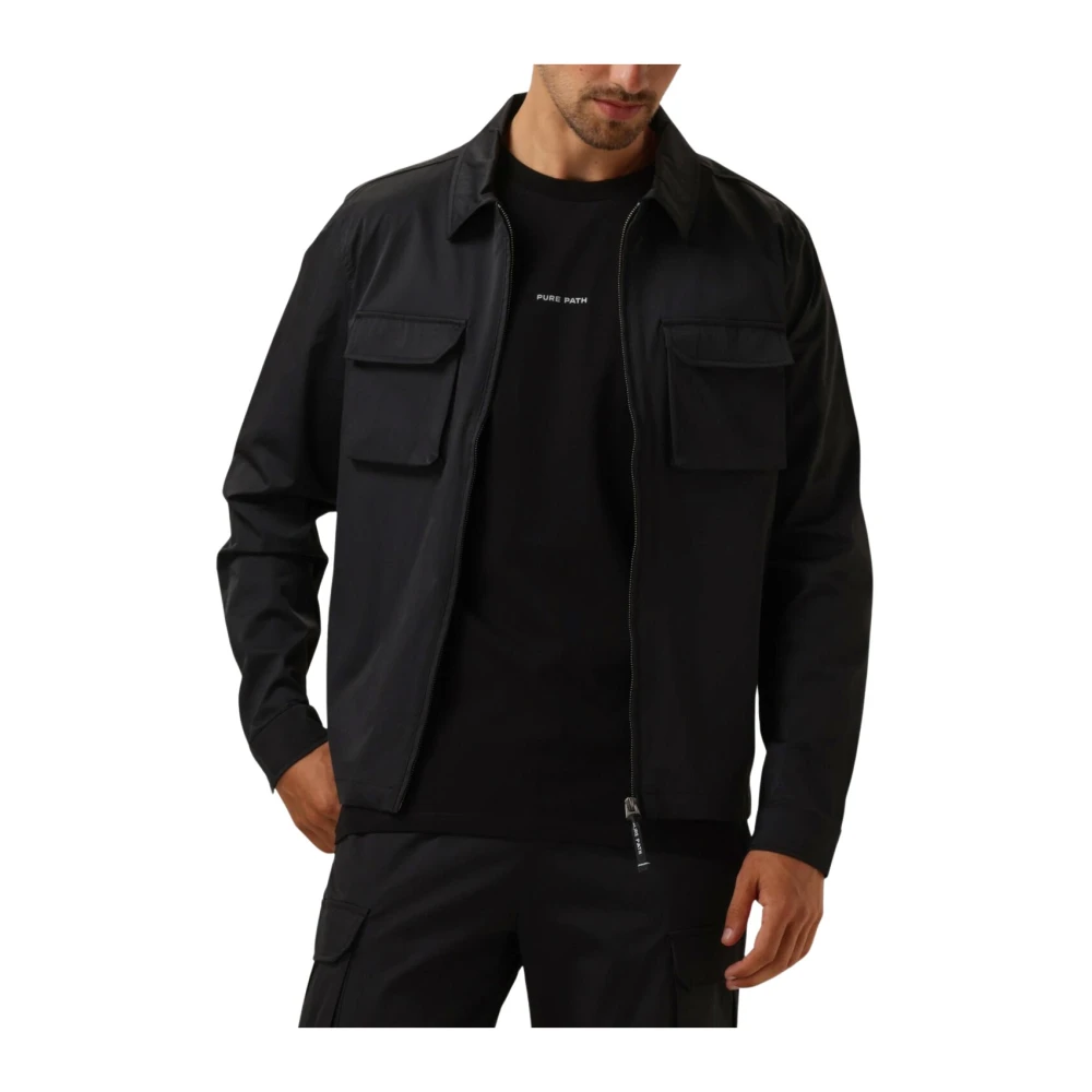 Pure Path Heren Regular Fit Overshirt Black Heren