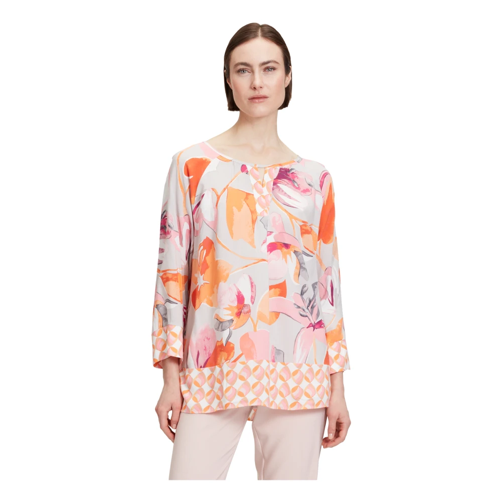 Betty Barclay Gestippelde slipblouse met gerimpelde V-hals Multicolor Dames