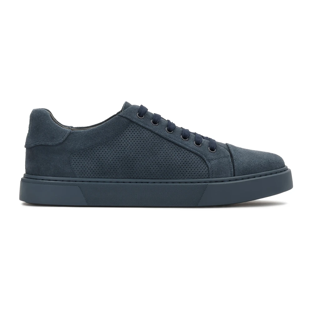 Kazar Kazar marineblauwe suède heren sneakers met geperforeerd bovenwerk Heren Schoenen