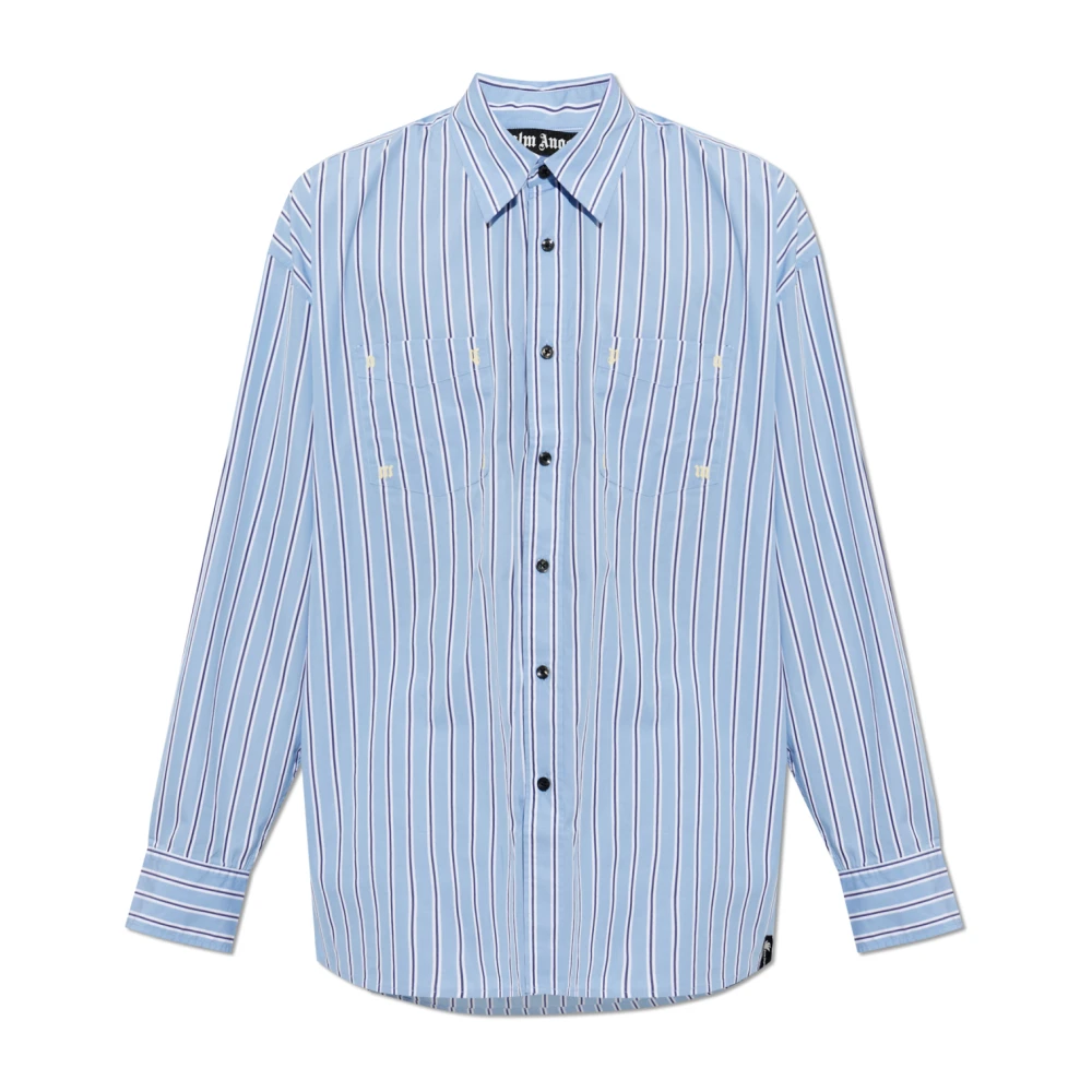 Palm Angels Uomo Blu - Camicia A Righe - Shirts - L