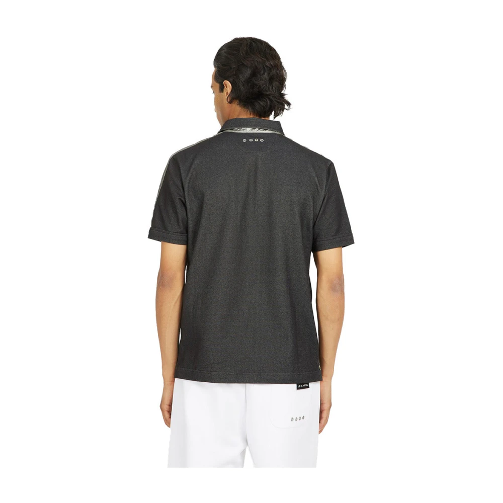LA MARTINA Katoenen polo met rubberen logo Black Heren