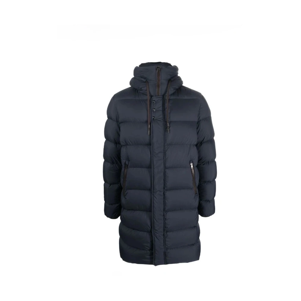 Herno Blauwe Gewatteerde Jas met Capuchon Blue Heren
