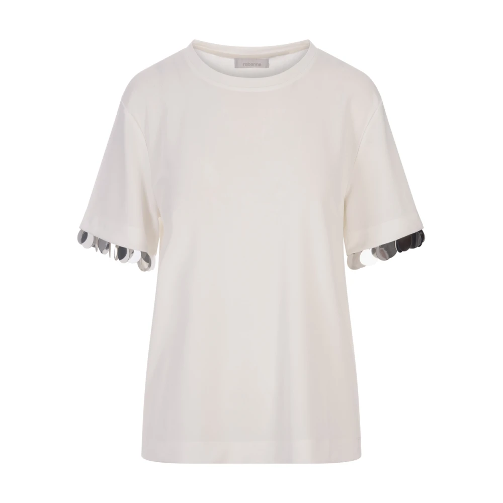 Paco Rabanne Witte Paillet Crew Neck T-shirt White Dames