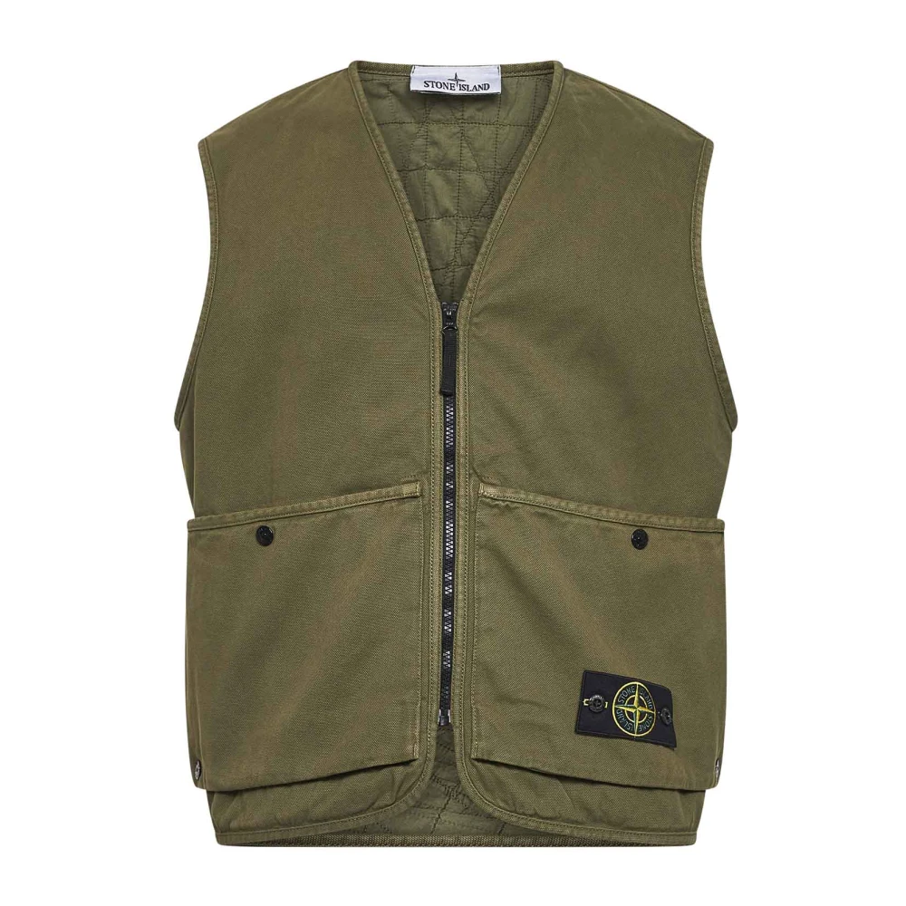 Stone Island Men's Green Waistcoats, M, V-Neck Gilet