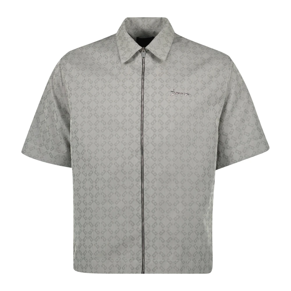 Givenchy Men's Gray Zip-Up Shirt Jacket Jacquard Medium