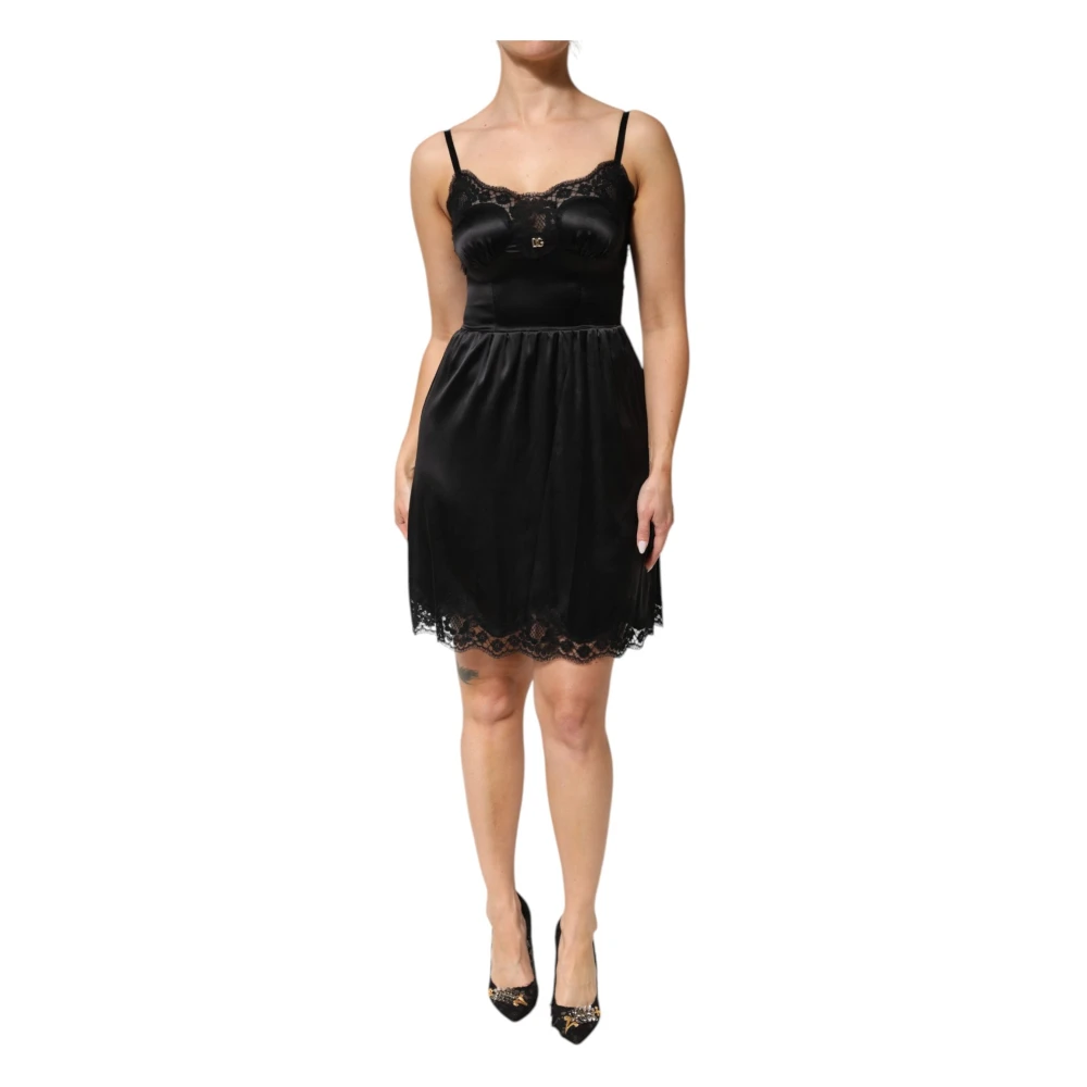 Dolce & Gabbana Women's Black Lace Trim Mini Dress - Short Dresses - 2XS - Dresses