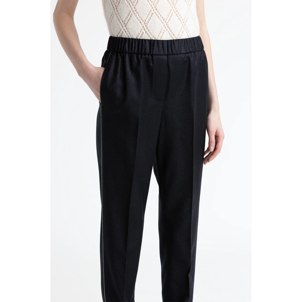 PESERICO Wollen en lurex wortelbroek Blue Dames
