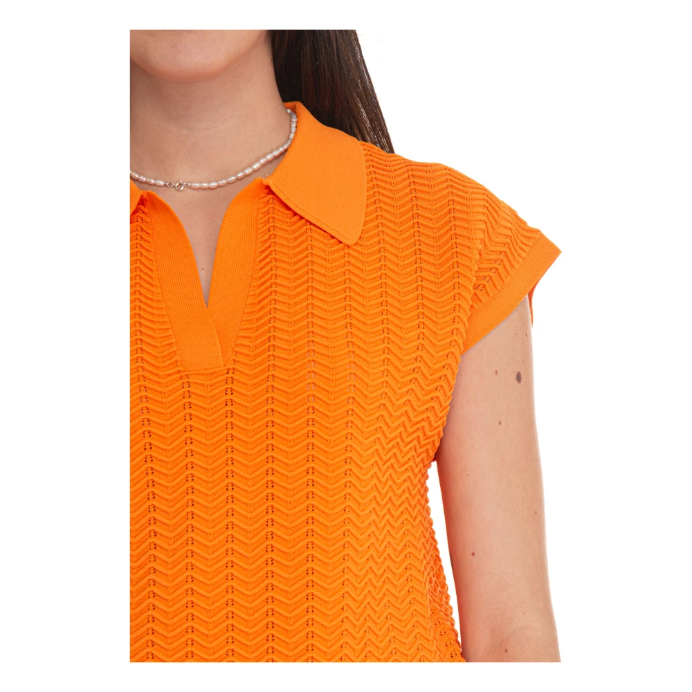 Suncoo Mouwloos poloshirt met V-hals Orange Dames