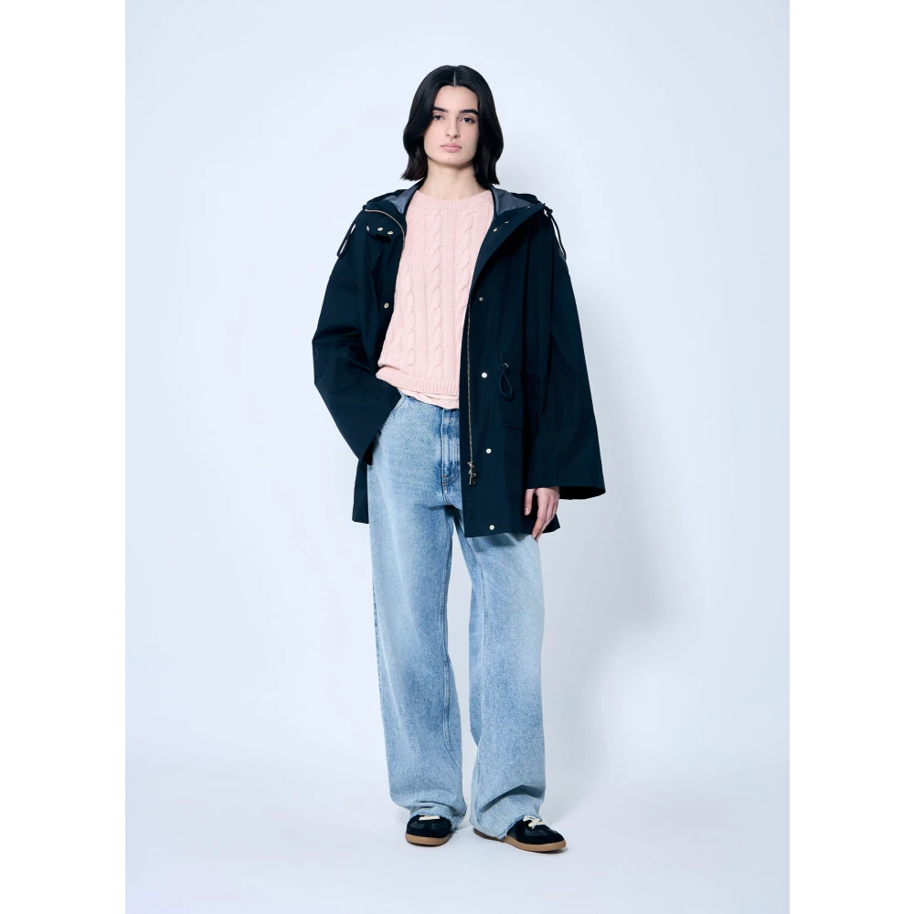 Moncler Kabelgebreide trui met trekkoordzoom Pink Dames