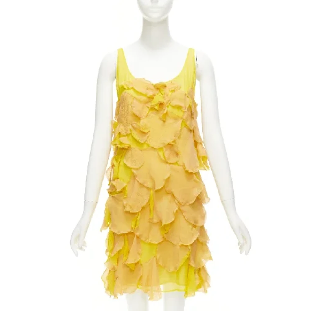 Fendi Vintage Pre-owned Silk dresses Yellow Dames