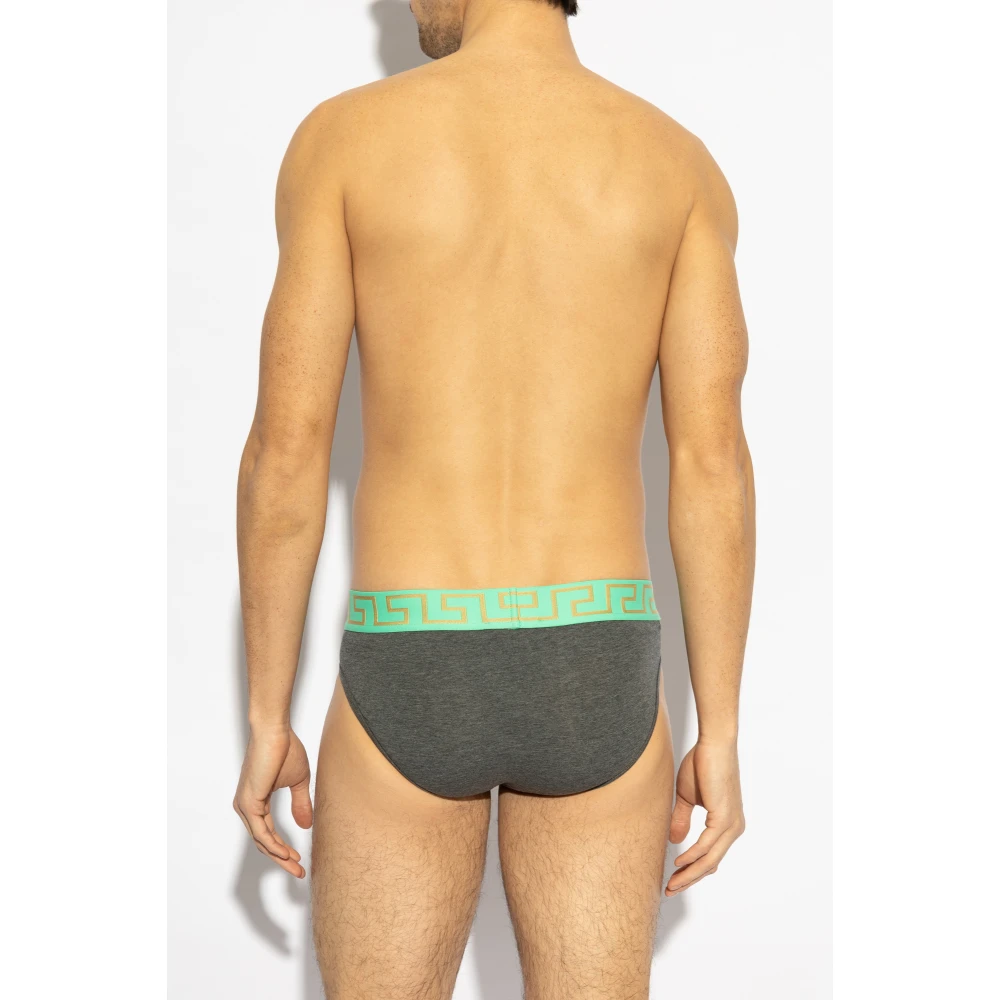 Versace Katoenen slips Gray Heren