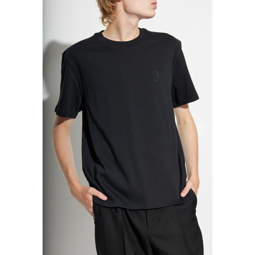 Ami Paris T-shirt met reliëflogo Black Heren