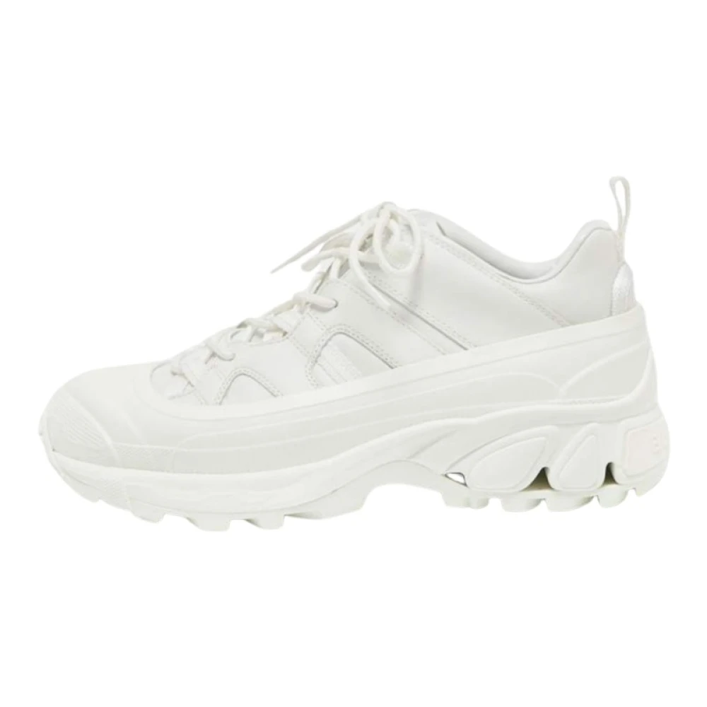 Burberry Vit Canvas Läder Låg Topp Sneaker White, Dam