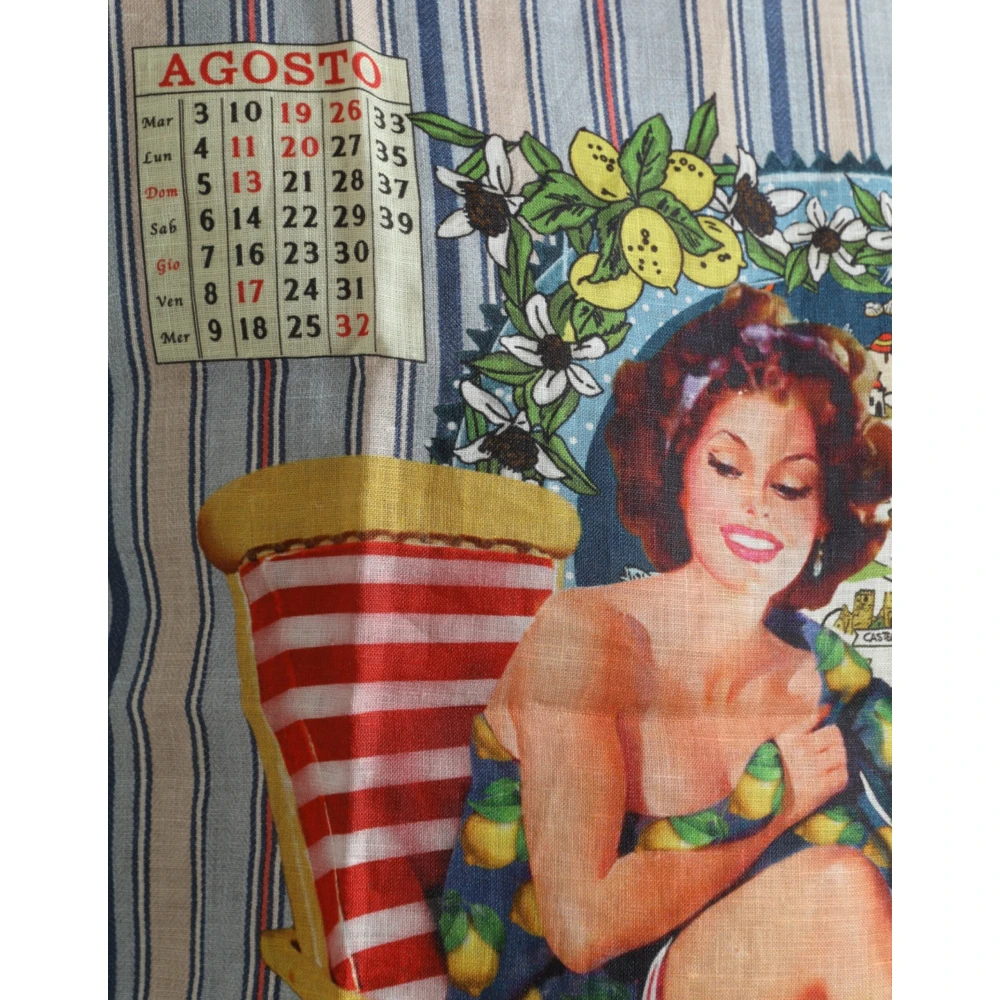 Dolce & Gabbana Multicolor Agosto Print Linnen T-shirt Multicolor Heren