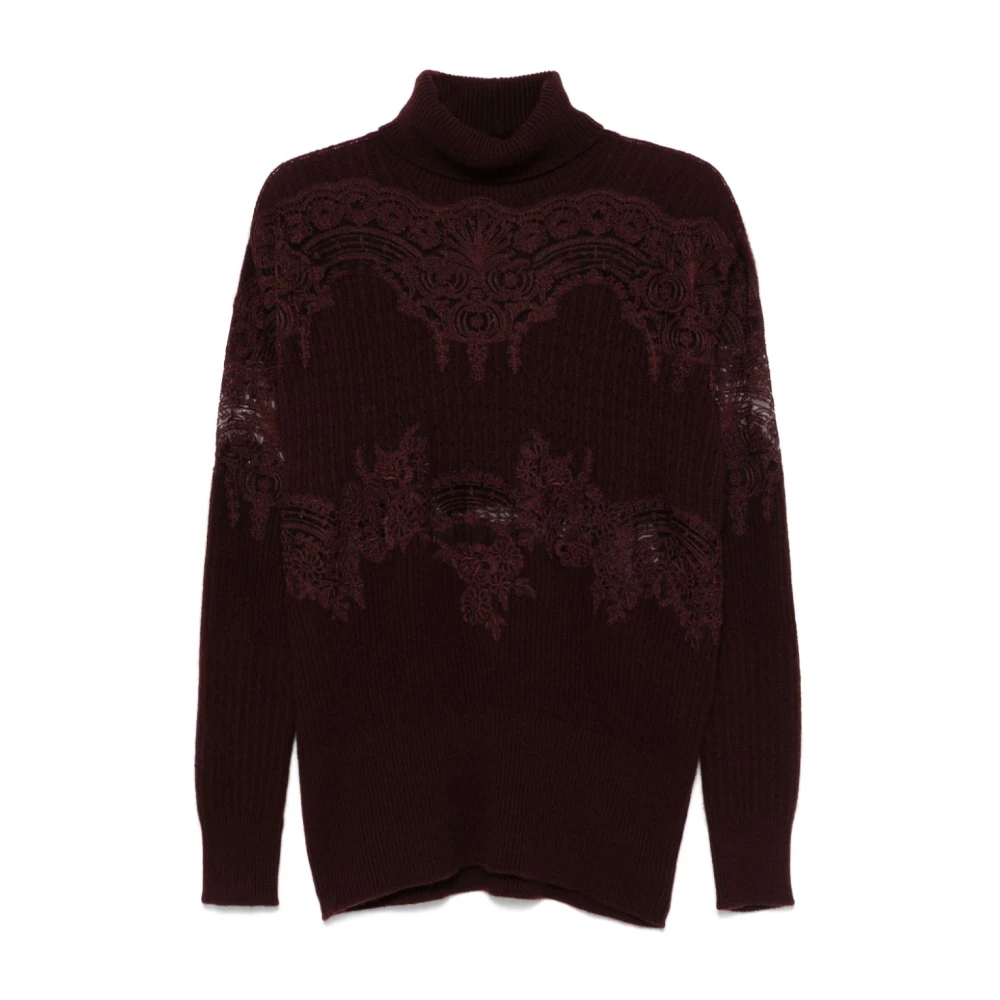 Ermanno Scervino Bordeaux Röd Kashmir Stickad Tröja Red, Dam