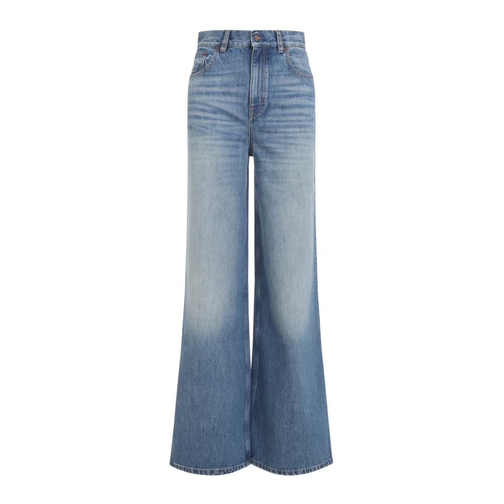 Chloé Women's Blue Wide Jeans, W28, High-Rise Wide-Leg Jeans