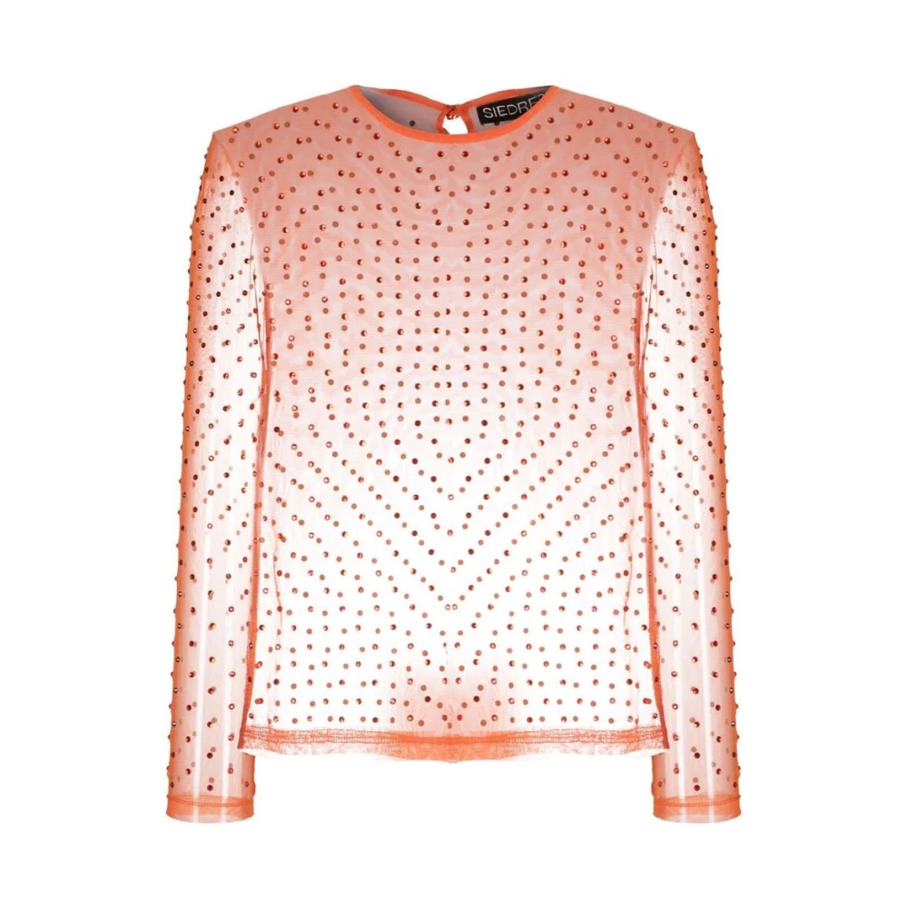 Siedrés Kristalversierde doorschijnende blouse Orange Dames