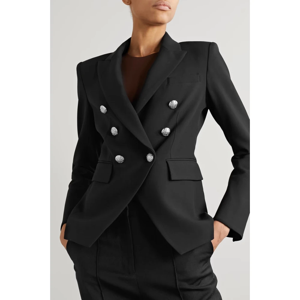Veronica Beard Dubbelrijige Grain de Poudre Blazer Black Dames