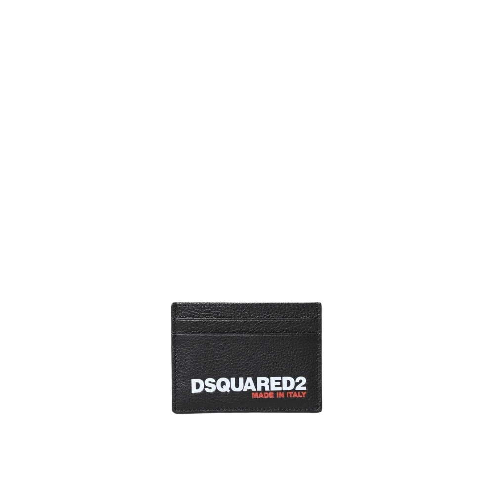 Dsquared2 Black Wallets & Cardholders, Male, One Size, Grained Leather Card Holder