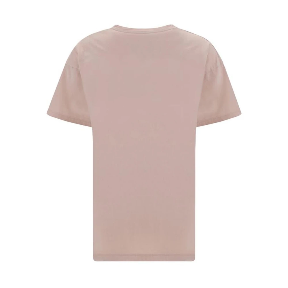 Maison Margiela Monochrome Katoenen T-shirt met Geribbelde Ronde Hals Pink Dames