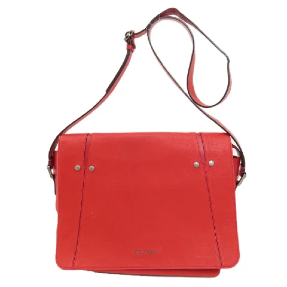 Bvlgari Vintage Pre-owned Leather shoulder-bags Red Dames