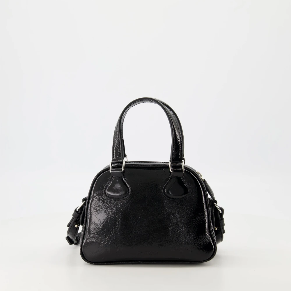 Courrèges Mini Bowlingtas Heruitgave Leer Black Dames