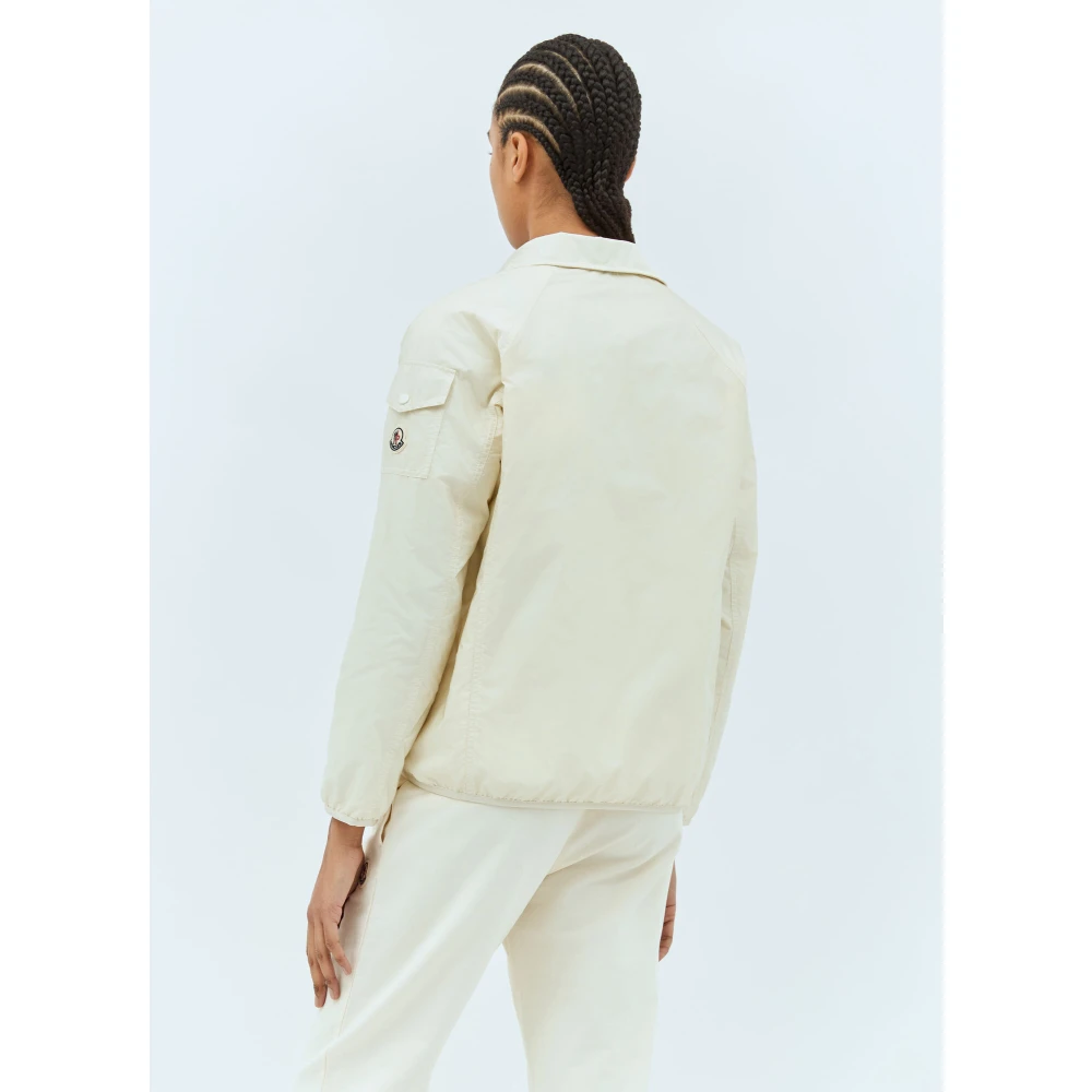 Moncler Afneembare capuchon gewatteerde overhemdjacket Beige Dames