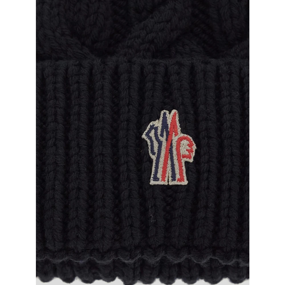 Moncler Wol Logo Beanie Muts Black Unisex