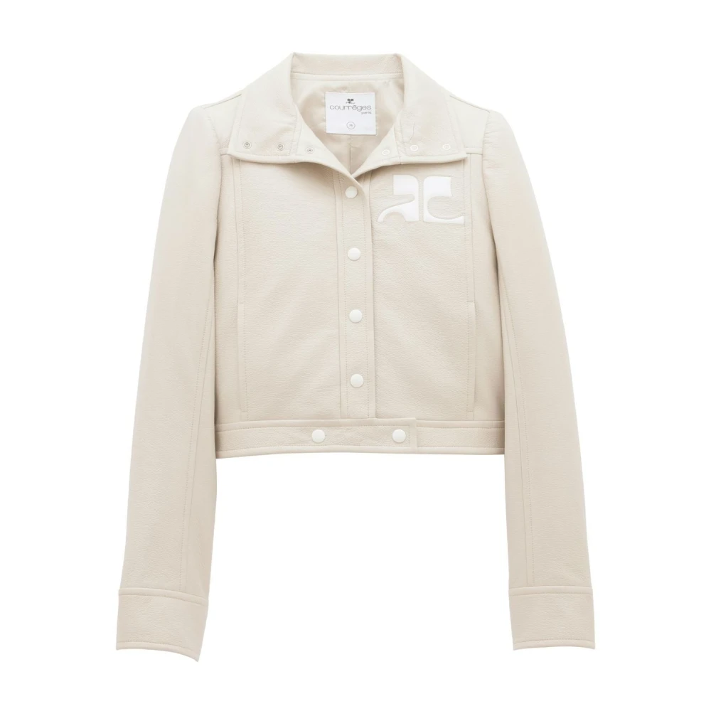 Courrèges Beige Jas met Logo Patch Beige Dames