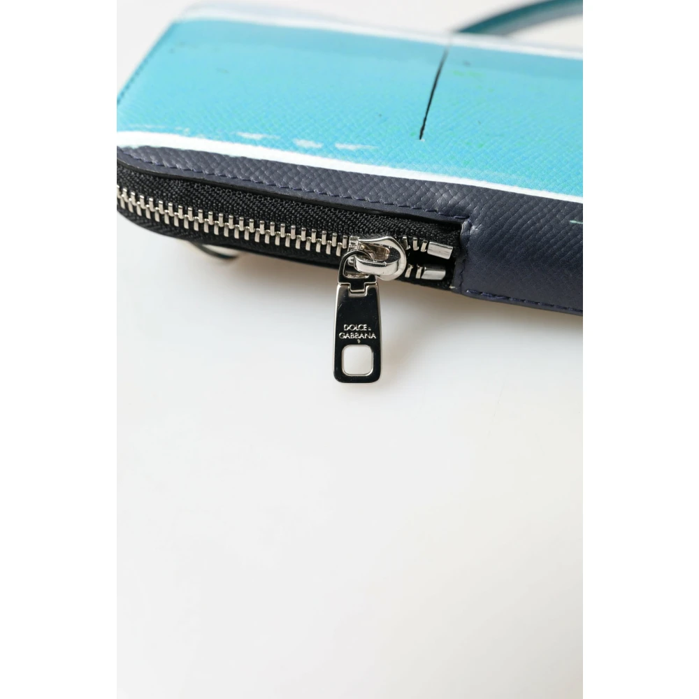 Dolce & Gabbana Blauwe Leren Crossbody Telefoontas Blue Heren