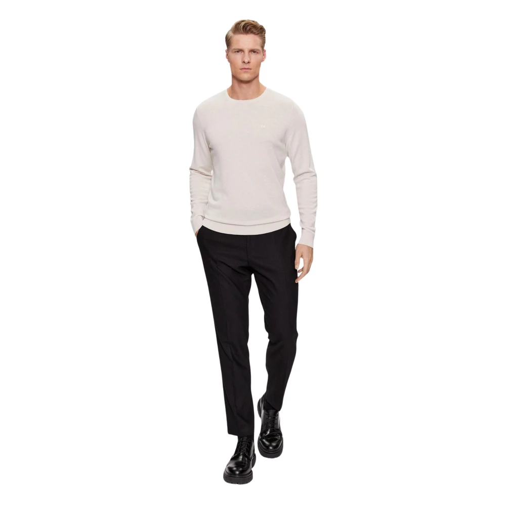 Calvin Klein Beige Merino Wol Trui Beige Heren