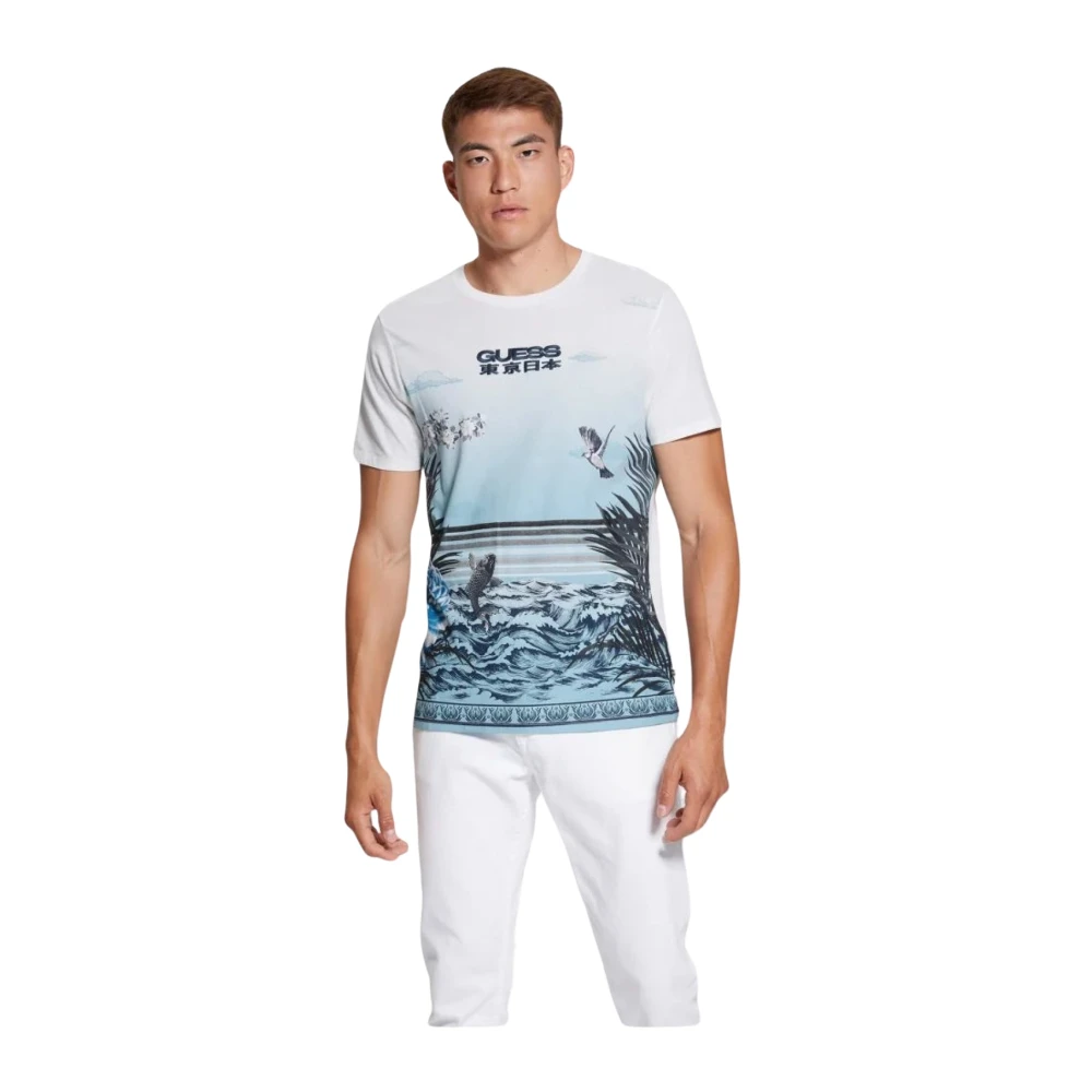 Guess Animal Print T-shirt met Korte Mouwen White Heren