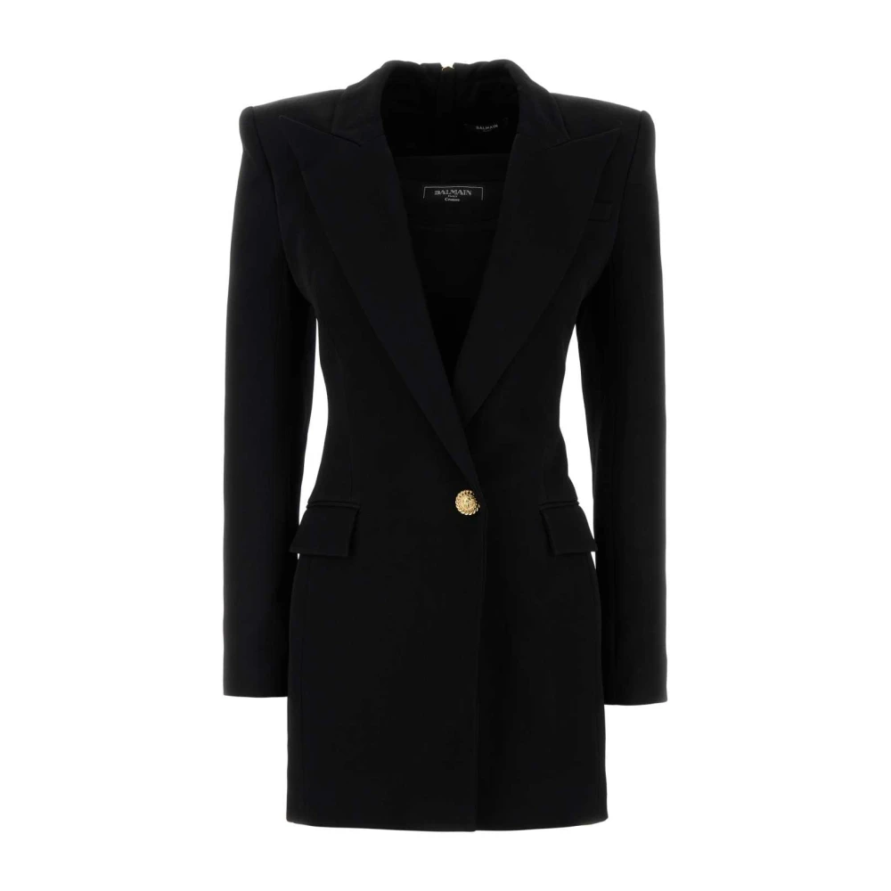 Balmain Elegante Zwarte Blazer Jurk Black Dames