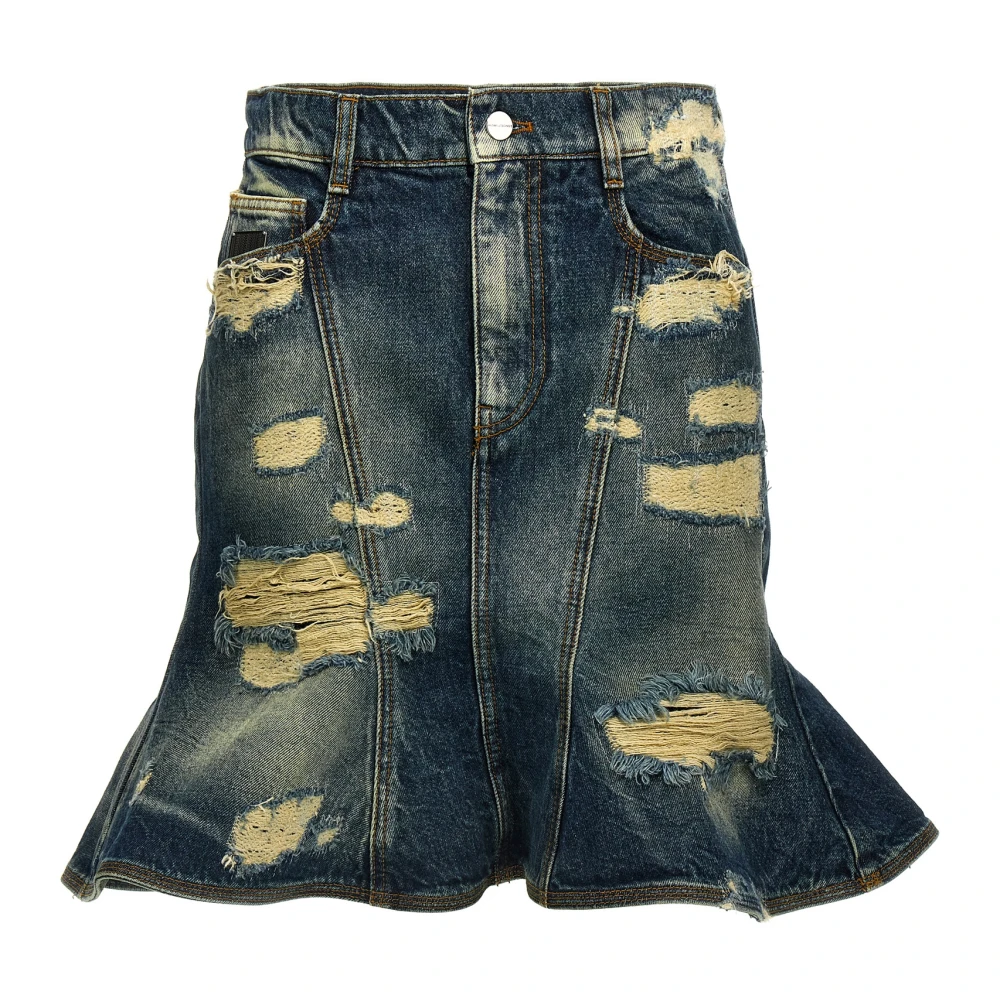 Marc Jacobs Women's Blue The Rip And Repair Straight Jean Skirt