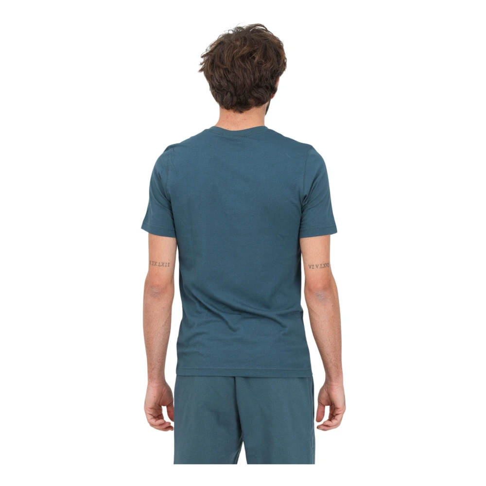 adidas Originals Klassiek Groen Petrolio T-shirt met Geborduurd Logo Blue Heren