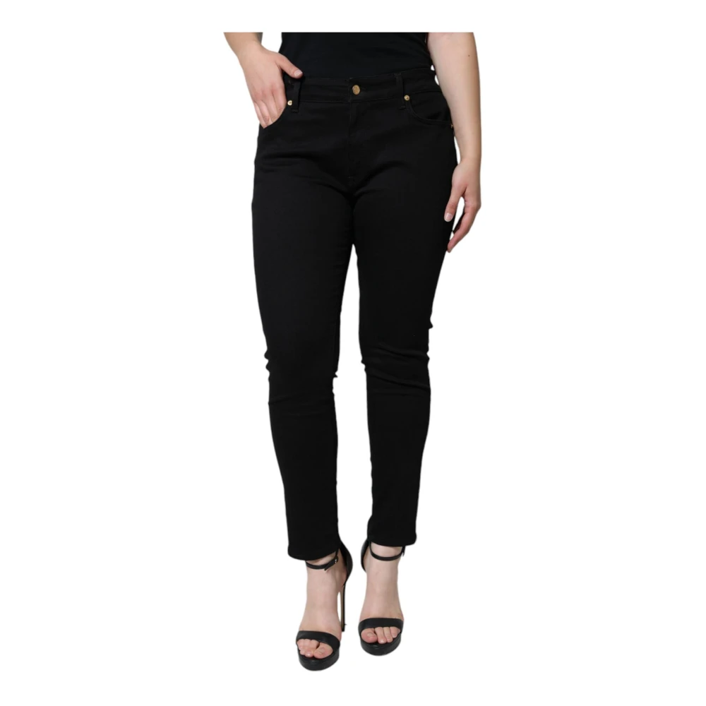 Dolce & Gabbana Zwarte Skinny Denim Jeans met Logo Black Dames