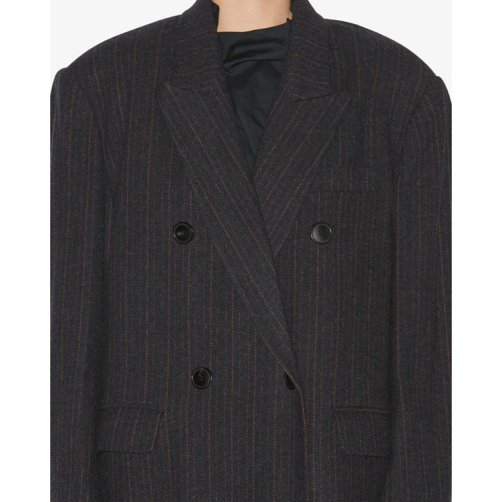 Isabel Marant Étoile Wollen Lange Jas Middernacht Blauw Blue Dames