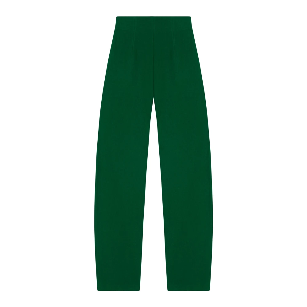 Cortana Hoge taille linnen en maagdelijke wollen broek Green Dames