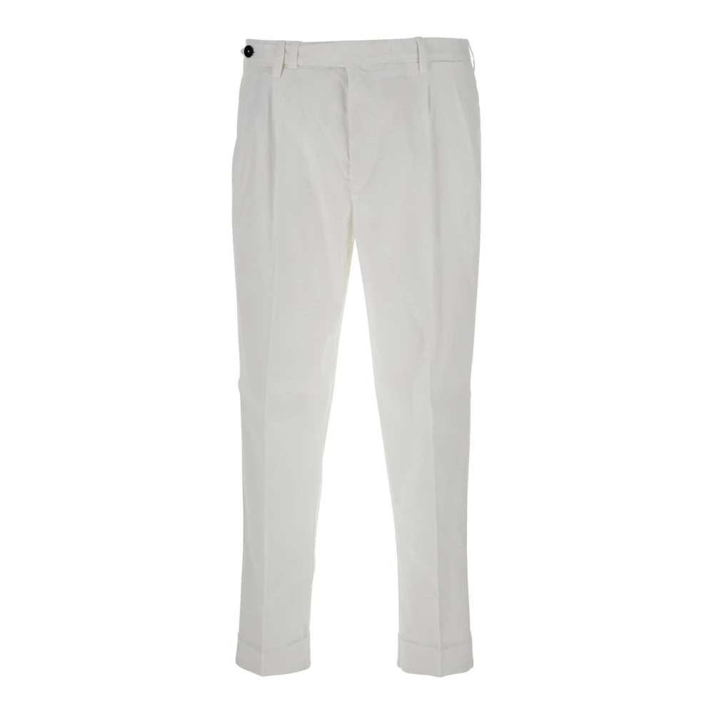 PT Torino Witte katoen linnen blend crop broek White Heren