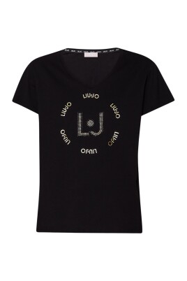 LIU-JO t-shirt donna a maniche lunghe BIANCA scollo a V stampa cuore