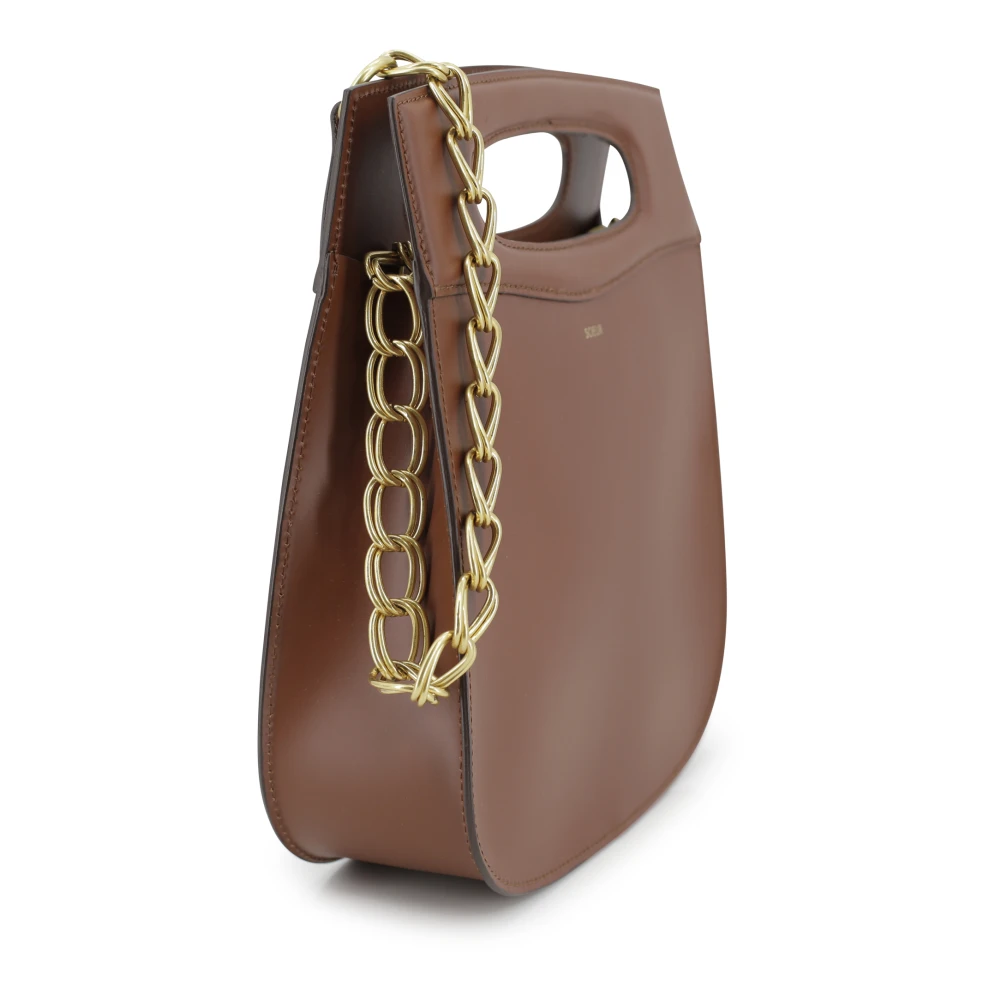 Soeur Bruine Leren Schoudertas met Kettingriem Brown Dames