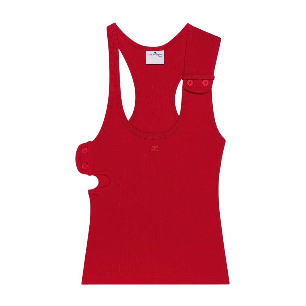 Courrèges Robijnrode Mouwloze Top met Uitsnijdingen Red Dames