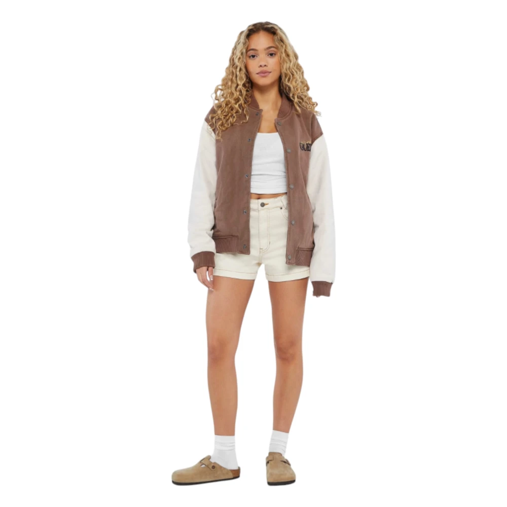 Guess Organische katoenen hoge taille denim shorts Beige Dames