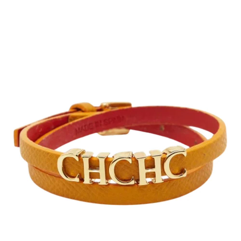 Carolina Herrera Pre-owned Leather bracelets Yellow Dames
