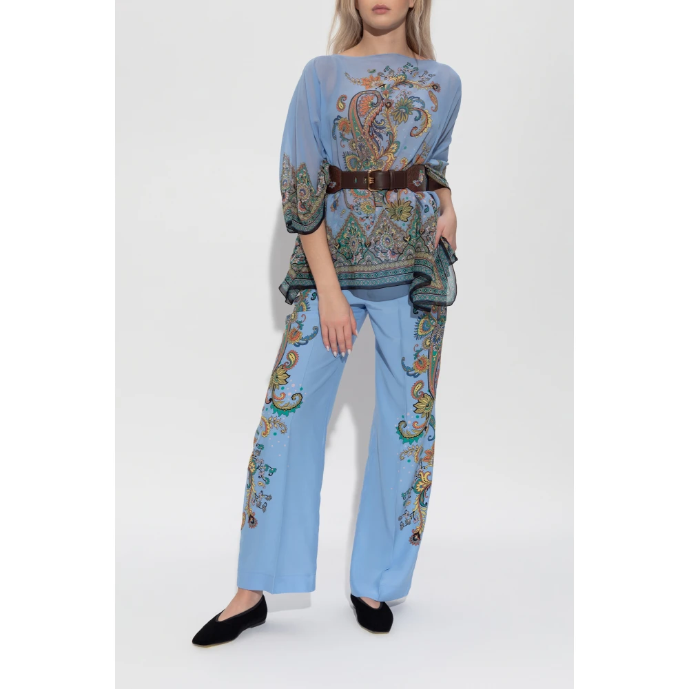 ETRO Zijden broek Blue Dames