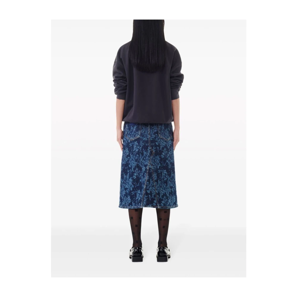 Ganni Elegante Midi Rok Blue Dames