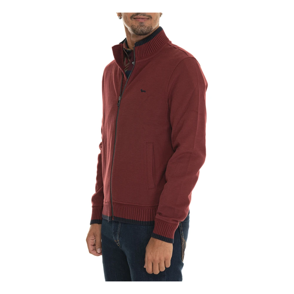 Harmont & Blaine Logo Zip Sweatshirt met Piping Detail Red Heren