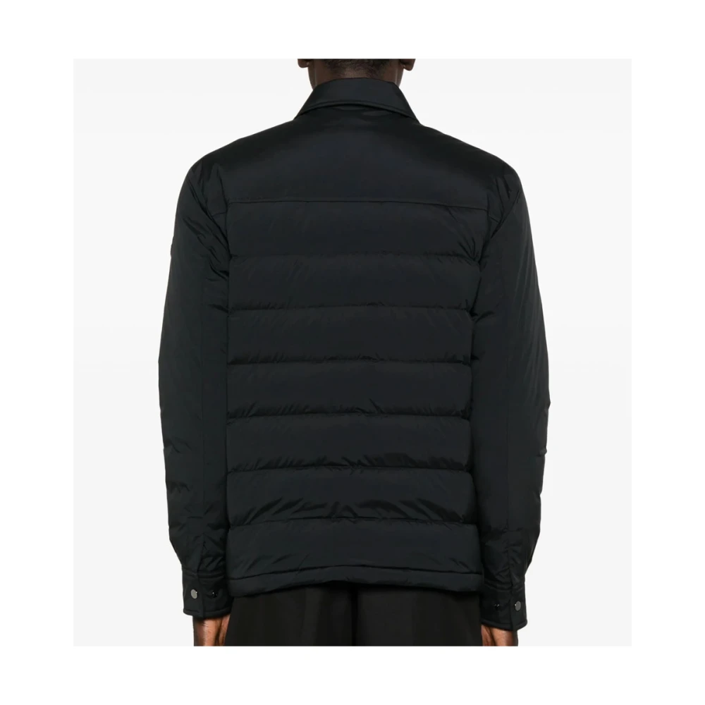 Moncler Korte Zwarte Donsjas met Logo Black Heren