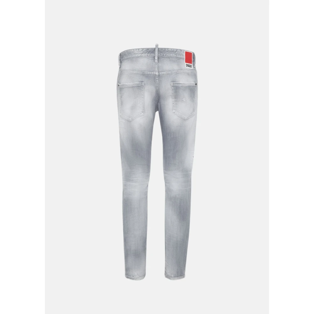 Dsquared2 Geborsteld Grijs Skater Jeans Gray Heren
