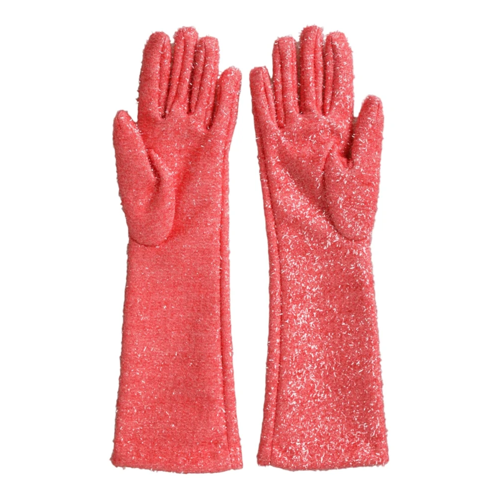Dolce & Gabbana Roze Lurex Arm Lengte Handschoenen Pink Dames